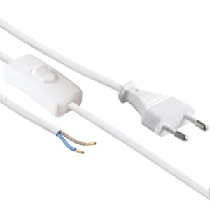 Aansluitsnoer met Schakelaar - 2 meter - 2x0.75mm - Wit