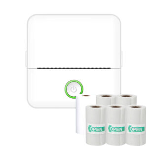 Mini Printer Voor Mobiel - Thermische Printer - 1x Thermische papier + 5x Sticker rollen - X6 - Wit