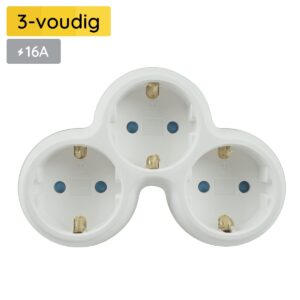 Technik Verdeelstekker - 3-Voudig - Doorvoerstekker -  Stopcontact Splitter - Wit