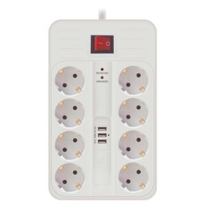 Technik Stekkerdoos met USB en Schakelaar 1.5 Meter - 8-Voudig + 3x USB - Verlengsnoer met Stekkerdoos - Wit