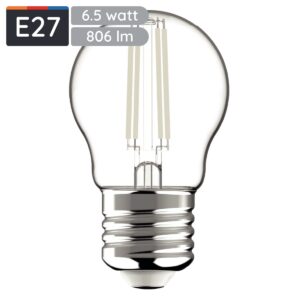 Avide E27 LED Filament Lamp 6.5W - 806lm - 2700K - Extra Warm Wit - LED Mini Globe P45 - Vervangt 60W Gloeilamp
