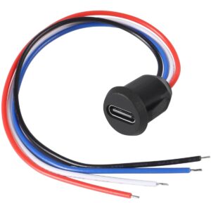 ProRide USB Type-C Connector + Aansluitkabel - Inbouw - 4-Pins - Rond - USB Type-C Female - 3A/5V - Zwart