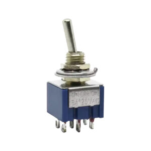 Tuimelschakelaar ON-OFF-ON - ⌀6mm - 6-pins - Dubbelpolig - Wissel - 3A/250V - 6A/125V - MTS-203 - Per 1 stuks