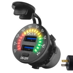ProRide 12V USB Autolader 2 Poorten Inbouw met Schakelaar/Voltmeter - QC3.0 - USB Stopcontact, Boot en Camper
