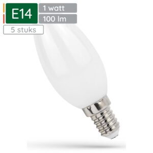 Spectrum LED Lamp E14 1W 230V - 100 Lumen - 2700K Warm wit - Gezellig licht - Energiezuinig - 5 stuks