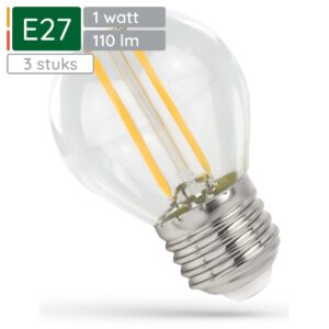 Spectrum LED Lamp E27 1W 230V - 110 Lumen - 4000K Neutraal wit - Natuurlijk licht - Energiezuinig - 3 stuks