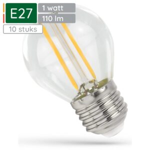 Spectrum LED Lamp E27 1W 230V - 110 Lumen - 4000K Neutraal wit - Natuurlijk licht - Energiezuinig - 10 stuks