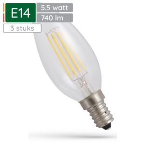 Spectrum LED Lamp E14 5.5W 230V - 740 Lumen - 4000K Neutraal wit - Natuurlijk licht - Energiezuinig - 3 stuks