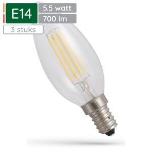 Spectrum LED Lamp E14 5.5W 230V - 700 Lumen - 2700K Warm wit - Gezellig licht - Energiezuinig - 3 stuks