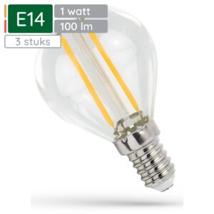 Spectrum LED Lamp E14 1W 230V - 100 Lumen - 2700K Warm wit - Gezellig licht - Energiezuinig - 3 stuks