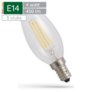 Spectrum LED Lamp E14 4W 230V - 450 Lumen - 2700K Warm wit - Gezellig licht - Energiezuinig - 3 stuks