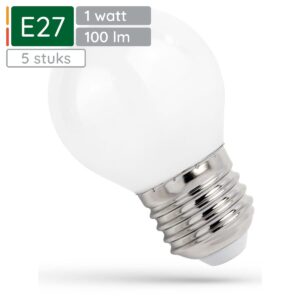 Spectrum LED Lamp E27 1W 230V - 100 Lumen - 4000K Neutraal wit - Natuurlijk licht - Energiezuinig - 5 stuks