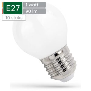 Spectrum LED Lamp E27 1W 230V - 90 Lumen - 2700K Warm wit - Gezellig licht - Energiezuinig - 10 stuks