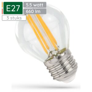 Spectrum LED Lamp E27 5.5W 230V - 660 Lumen - 2700K Warm wit - Gezellig licht - Energiezuinig - 3 stuks