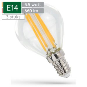 Spectrum LED Lamp E14 5.5W 230V - 660 Lumen - 2700K Warm wit - Gezellig licht - Energiezuinig - 3 stuks