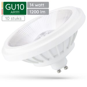 Spectrum GU10 LED Spot AR111 - 14 Watt - 230V - 1200 Lumen - 2700K Warm wit - Gezellig licht - Energiezuinig - 10 stuks