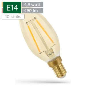 Spectrum LED Lamp E14 5W 230V - 490 Lumen - 2400K Warm wit - Gezellig licht - Energiezuinig - 10 stuks