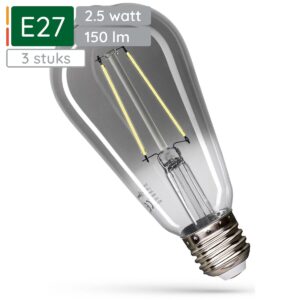 Spectrum LED Lamp E27 2.5W 230V - 150 Lumen - 4000K Neutraal wit - Natuurlijk licht - Energiezuinig - 3 stuks
