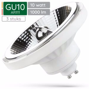 Spectrum GU10 LED Spot AR111 - 10 Watt - 230V - 1000 Lumen - 4000K Neutraal wit - Natuurlijk licht - Energiezuinig - 3 stuks