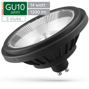 Spectrum GU10 LED Spot AR111 - 14 Watt - 230V - 1200 Lumen - 4000K Neutraal wit - Natuurlijk licht - Energiezuinig - 5 stuks
