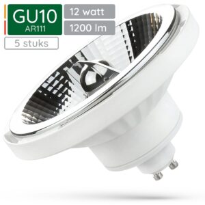 Spectrum GU10 LED Spot AR111 - 12 Watt - 230V - 1200 Lumen - 4000K Neutraal wit - Natuurlijk licht - Energiezuinig - 5 stuks