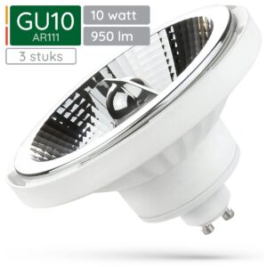 Spectrum GU10 LED Spot AR111 - 10 Watt - 230V - 950 Lumen - 3000K Warm wit - Gezellig licht - Energiezuinig - 3 stuks