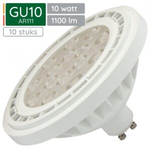Spectrum GU10 LED Spot AR111 - 10 Watt - 230V - 1100 Lumen - 4000K Neutraal wit - Natuurlijk licht - Energiezuinig - 10 stuks