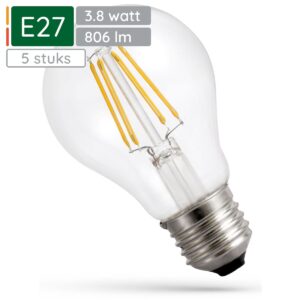 Spectrum LED Lamp E27 3.8W 230V - 806 Lumen - 4000K Neutraal wit - Natuurlijk licht - Energiezuinig - 5 stuks
