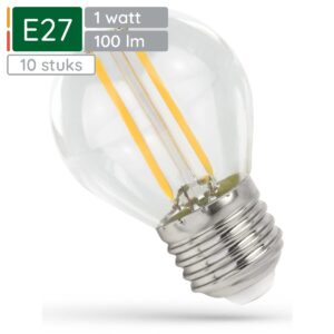 Spectrum LED Lamp E27 1W 230V - 100 Lumen - 2700K Warm wit - Gezellig licht - Energiezuinig - 10 stuks