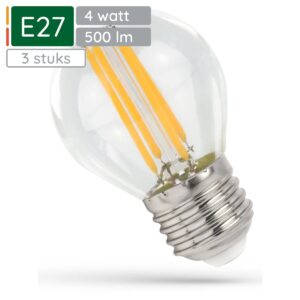 Spectrum LED Lamp E27 4W 230V - 500 Lumen - 2700K Warm wit - Gezellig licht - Energiezuinig - 3 stuks
