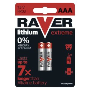 Raver Lithium Batterijen AAA - Penlite FR03 - 1.5V - Blister van 2 stuks