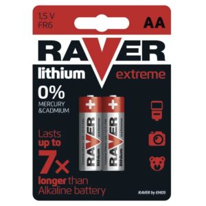 Raver Lithium Batterijen AA - Penlite FR06 - 1.5V - Blister van 2 stuks