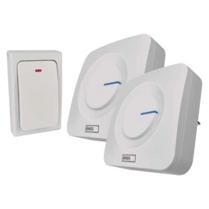 Emos Deurbel Draadloos 2 ontvangers - 180m bereik - 36 Melodieën - IP65 - Wit