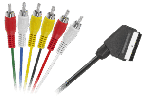 Cabletech SCART Kabel - SCART (m) naar 6x RCA (m) - AV Kabel - 1.2 meter - Zwart