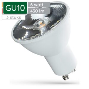 Spectrum LED Lamp GU10 6W - 230V - 430 Lumen - 3000K Warm Wit - Gezellig licht - Energiezuinig - 3 stuks