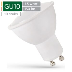 Spectrum LED Lamp GU10 1.5W - 230V - 130 Lumen - 6000K Koud wit - Helder daglicht - Energiezuinig - 10 stuks