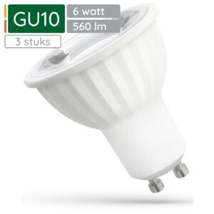 Spectrum LED Lamp GU10 6W - 230V - 560 Lumen - 6000K Koud wit - Helder daglicht - Energiezuinig - 3 stuks