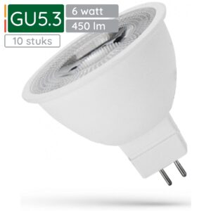 Spectrum LED Lamp GU5.3 12V 6W - 450 Lumen - 6000K Koud wit - Helder daglicht - Energiezuinig - 10 stuks