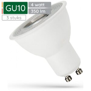 Spectrum LED Lamp GU10 230V 4W - 350 Lumen - 6000K Koud wit - Helder daglicht - Energiezuinig - 3 stuks