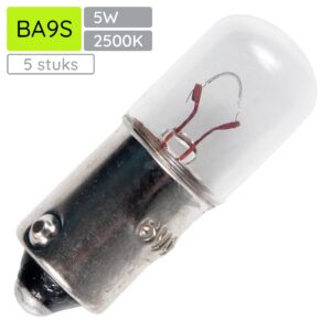 Signaallamp Ba9s 12V 5W - 416 mAh - 5 stuks - T10 Gloeilamp Ø10mm - 28mm - 2500K - Dimbaar