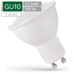 Spectrum LED Lamp GU10 1.5W - 230V - 125 Lumen - 4000K Neutraal Wit - Natuurlijk licht - Energiezuinig - 3 stuks
