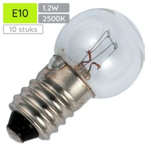 Signaallamp E10 12V 1.2W - 100 mAh - 10 stuks - G15 Gloeilamp Ø15mm - 29mm - 2500K - Dimbaar