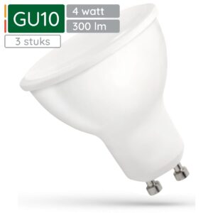 Spectrum LED Lamp GU10 4W - 230V - 300 Lumen - 3000K Warm Wit - Gezellig licht - Energiezuinig - 3 stuks