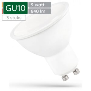 Spectrum LED Lamp GU10 9W - 230V - 840 Lumen - 4000K Neutraal Wit - Natuurlijk licht - Energiezuinig - 3 stuks