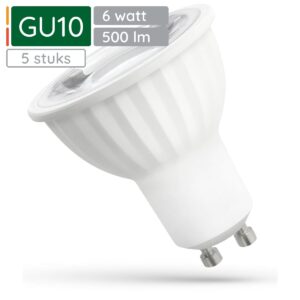 Spectrum LED Lamp GU10 6W - 230V - 500 Lumen - 3000K Warm Wit - Gezellig licht - Energiezuinig - 5 stuks
