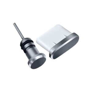 Stofplug USB-C & 3.5mm Jack poort - Metaal - Geschikt voor Smartphone/Tablet/Laptop - Grijs