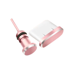 Stofplug USB-C & 3.5mm Jack Poort - Metaal - Geschikt voor oplaadpoorten Smartphone/Tablet/Laptop - Rose Goud