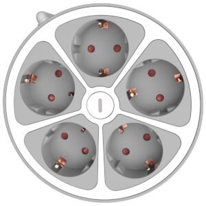 Technik Stekkerdoos 1.4 Meter - Rond - 5-Voudig - Wit - 3 Stuks
