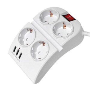 Technik Stekkerdoos met USB en Schakelaar 1.5 Meter - 4-Voudig en 3x USB - Stekkerdoos Bureau - Verlengsnoer met Stekkerdoos - Wit