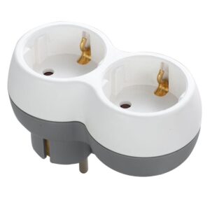 Technik Verdeelstekker Horizontaal- 2-Voudig - Doorvoerstekker -  Stopcontact Splitter - Wit - 3 Stuks